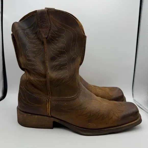 Ariat Rambler Phoenix Brown Cowboy Boots Square Toe Western Leather Mens Sz 13D