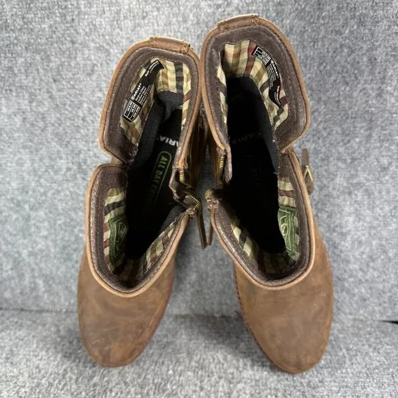 Ariat Savannah Boots Womens 8.5 Brown Leather Waterproof Zip Bootie Western