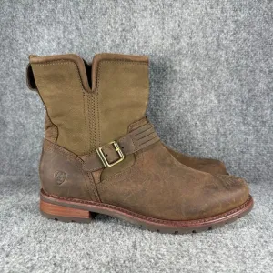 Ariat Savannah Boots Womens 8.5 Brown Leather Waterproof Zip Bootie Western