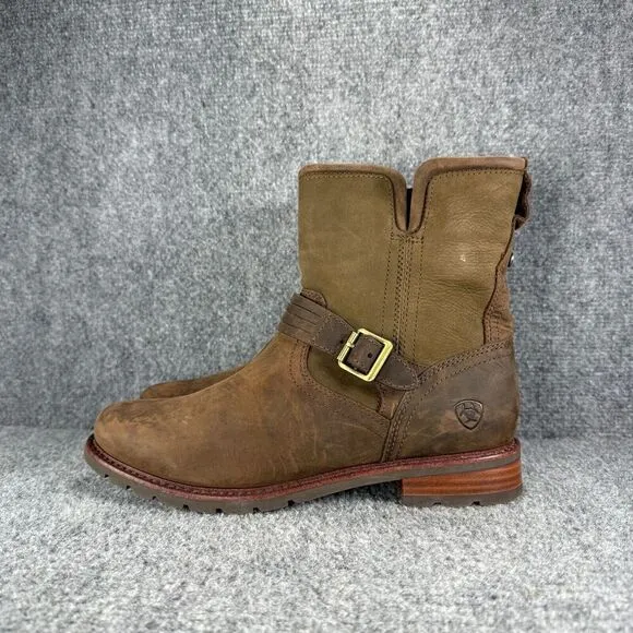 Ariat Savannah Boots Womens 8.5 Brown Leather Waterproof Zip Bootie Western