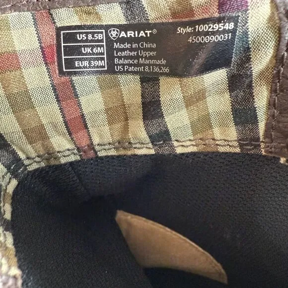 Ariat Savannah Boots Womens 8.5 Brown Leather Waterproof Zip Bootie Western