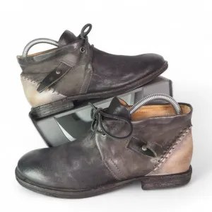 AS 98 Airstep Leather Distressed Ankle Boots Black / Tan Women's 6.5-7/37