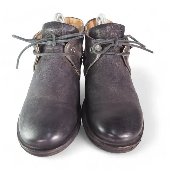 AS 98 Airstep Leather Distressed Ankle Boots Black / Tan Women's 6.5-7/37