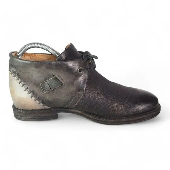 AS 98 Airstep Leather Distressed Ankle Boots Black / Tan Women's 6.5-7/37