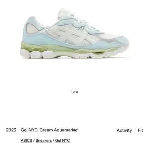 Asics Cream and Blue Sneakers with Mesh Design