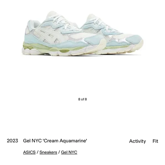 Asics Cream and Blue Sneakers with Mesh Design