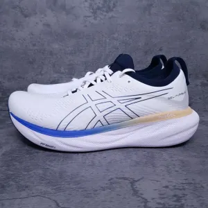 ASICS Gel Nimbus 25 Running Shoes Mens 9.5 White Illusion Blue Walking Nby