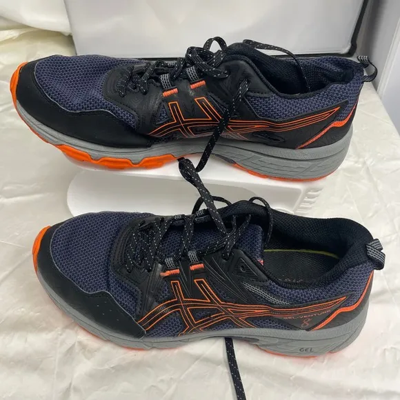 Asics Gel-Venture 8 Trail Running Shoes Cushioned Athletic Black Orange 8.5