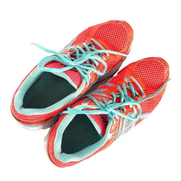 ASICS Superbright Neon Orange &amp; Turquoise Blue Running Shoes Women’s Siz…
