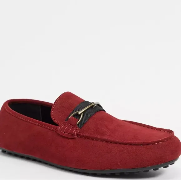 ASOS DESIGN driving shoes in red faux suede