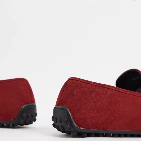 ASOS DESIGN driving shoes in red faux suede