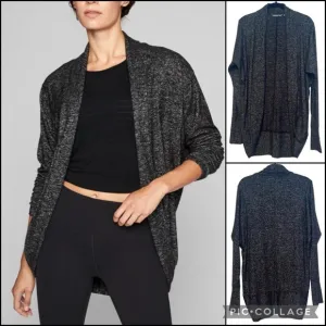 Athleta Marled Heathered Black Cocoon Cardigan Sweater Jacket