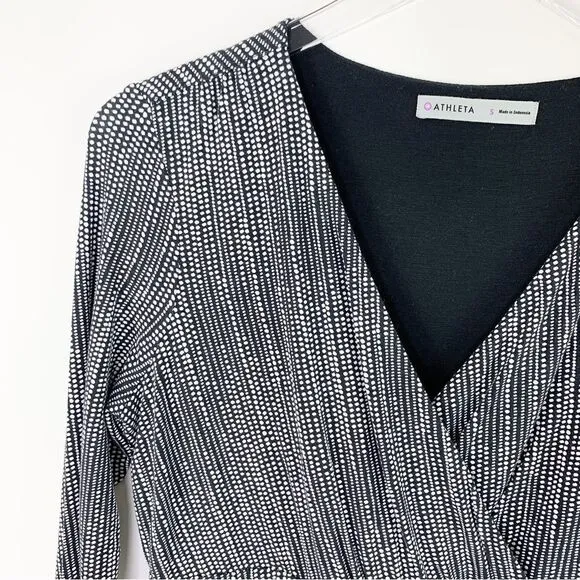 Athleta Wrap It Up Dress in Black Polka Dot S