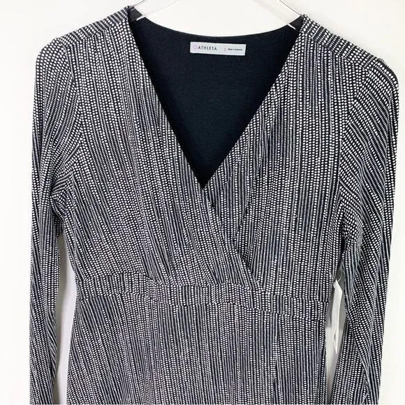 Athleta Wrap It Up Dress in Black Polka Dot S