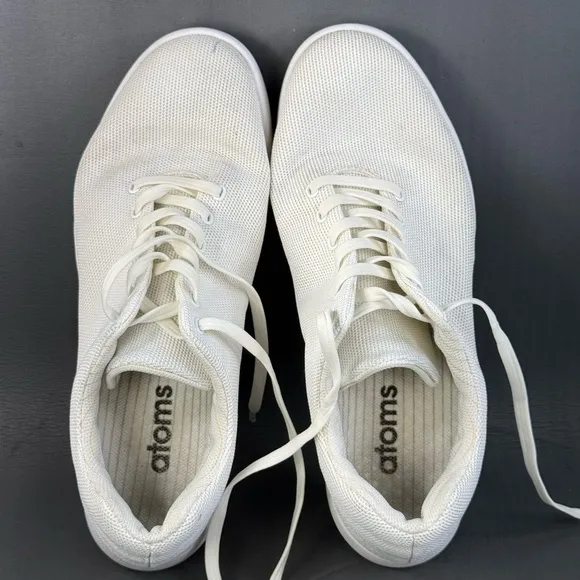Atoms Mens White Athletic Shoes Model 000 Size 12.5