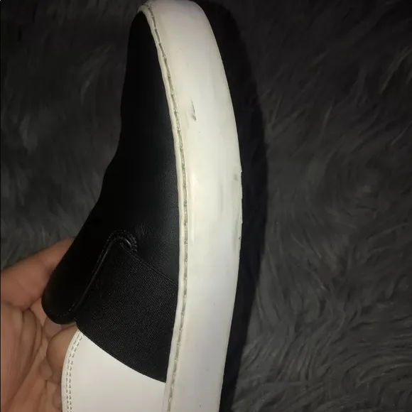 Authentic Chanel Bicolor Slip-On Shoes Sneakers Black/White