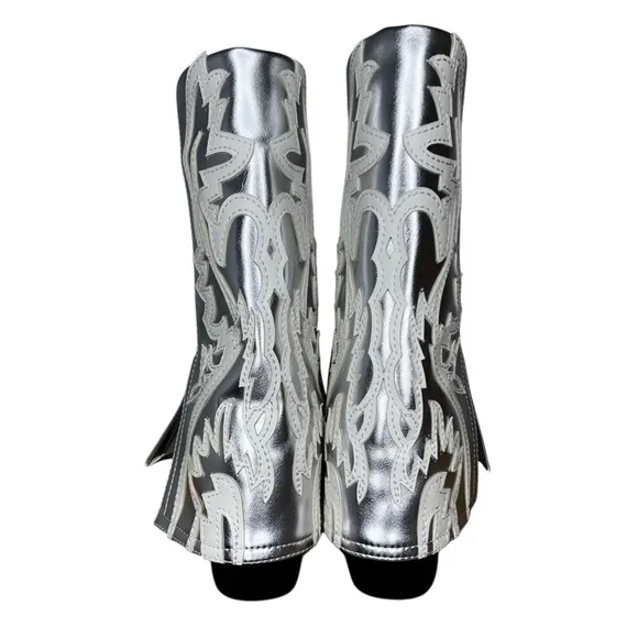 Azalea Wang Esperanza Silver Western Bootie NWT Size 7