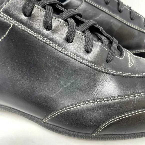 Bacco Bucci Sport Black Leather Sneakers Mens Size 8