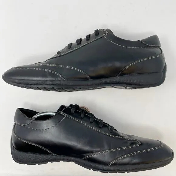 Bacco Bucci Sport Black Leather Sneakers Mens Size 8