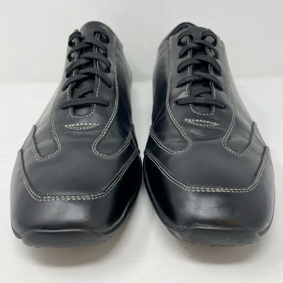 Bacco Bucci Sport Black Leather Sneakers Mens Size 8