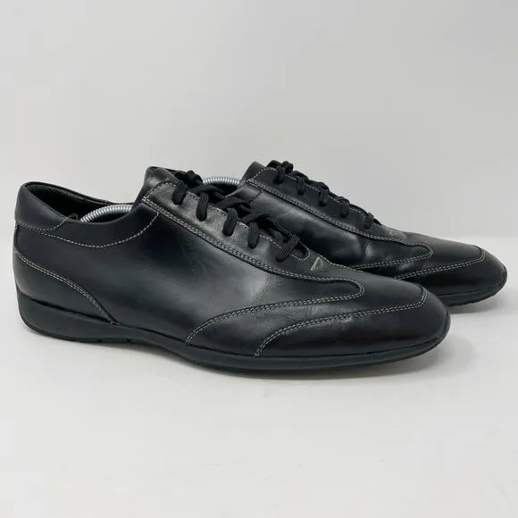 Bacco Bucci Sport Black Leather Sneakers Mens Size 8