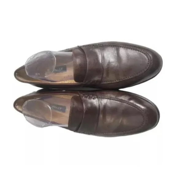 Bally Sartori Men's Brown Leather Round Toe Casual Slip On Loafer Shoes Sz 11D