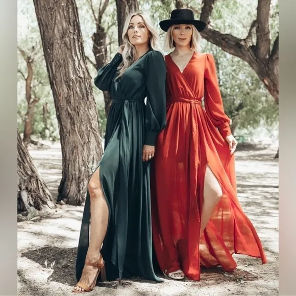 Baltic Born Celine Rust Faux Wrap Maxi Dress Bridesmaid Formal Wedding Guest