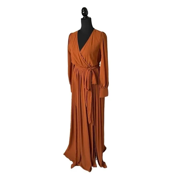 Baltic Born Celine Rust Faux Wrap Maxi Dress Bridesmaid Formal Wedding Guest