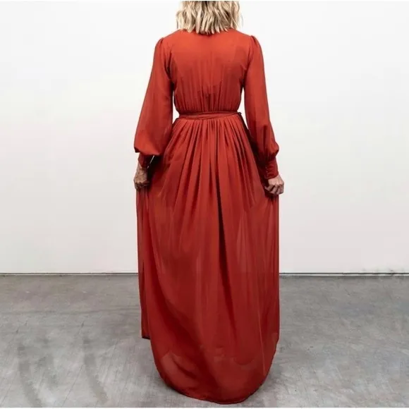 Baltic Born Celine Rust Faux Wrap Maxi Dress Bridesmaid Formal Wedding Guest