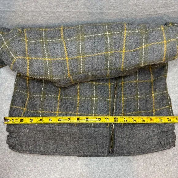 Banana Republic Plaid Moto Jacket Wool Blend Faux Fur Collar Bomber Sz Small P