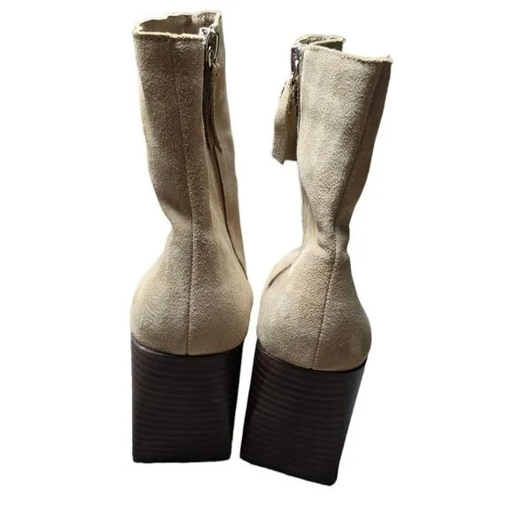 Bandolino NWOB Cow Suede Salome Heeled Boots size 11 waterproof imperfections