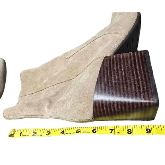 Bandolino NWOB Cow Suede Salome Heeled Boots size 11 waterproof imperfections