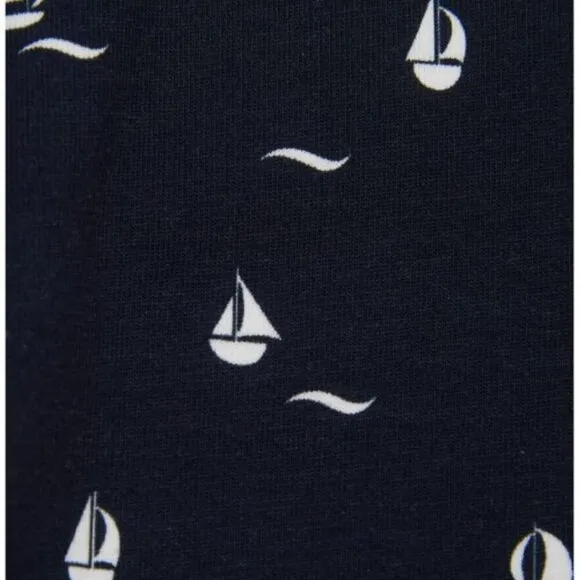 Barbour T Shirt Dress 6 Short Sleeve Cotton Blue Harewood Navy Boats Stretch