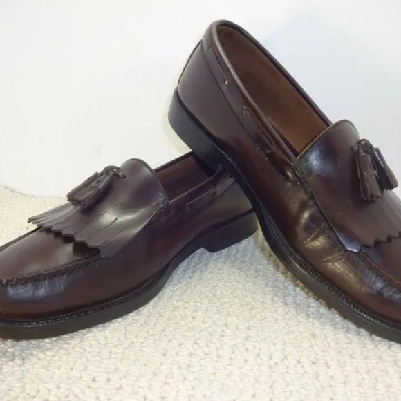 BASS Quimby Mens Size 10.5 M Burgundy Leather Kiltie Tassel Loafer Slip on Shoes