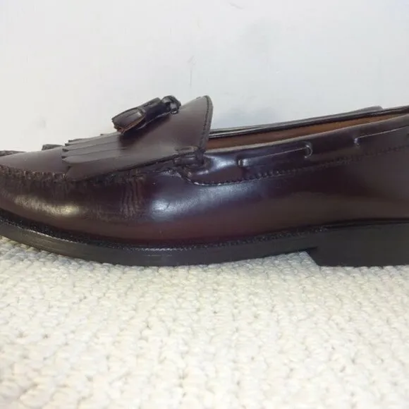 BASS Quimby Mens Size 10.5 M Burgundy Leather Kiltie Tassel Loafer Slip on Shoes