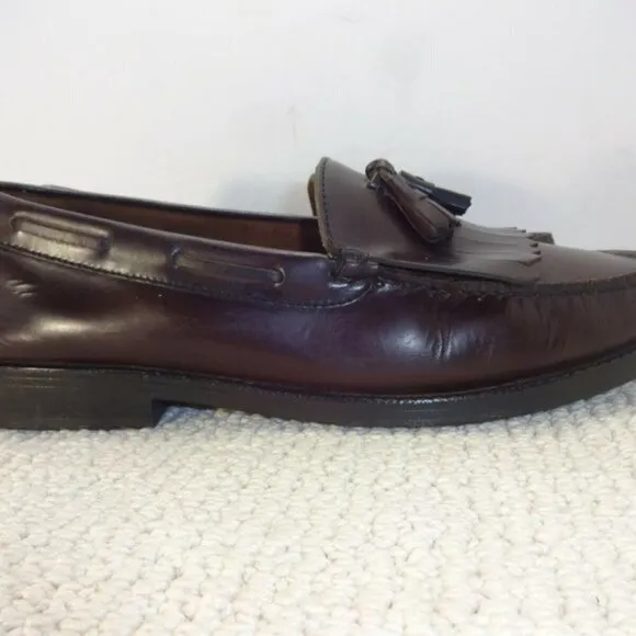 BASS Quimby Mens Size 10.5 M Burgundy Leather Kiltie Tassel Loafer Slip on Shoes