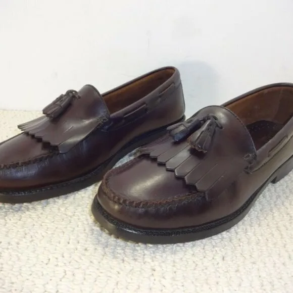BASS Quimby Mens Size 10.5 M Burgundy Leather Kiltie Tassel Loafer Slip on Shoes
