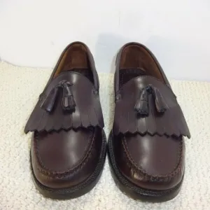 BASS Quimby Mens Size 10.5 M Burgundy Leather Kiltie Tassel Loafer Slip on Shoes