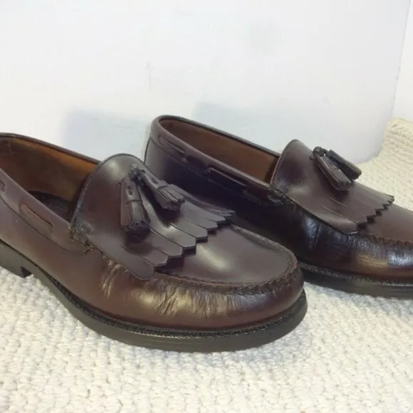 BASS Quimby Mens Size 10.5 M Burgundy Leather Kiltie Tassel Loafer Slip on Shoes