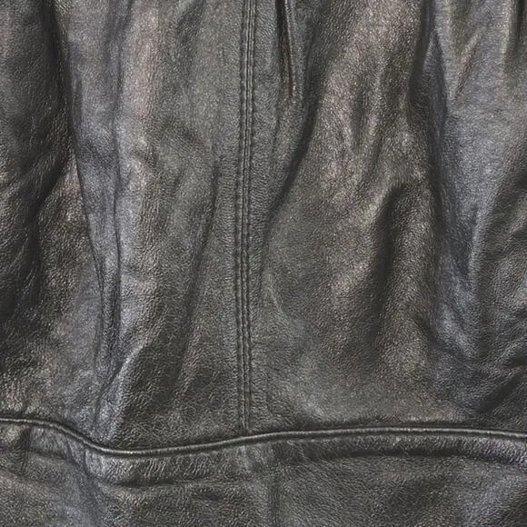 BCBGMaxAzria Women's Leather Skirt Black Lambskin Pleated Mini Size L Mid Rise