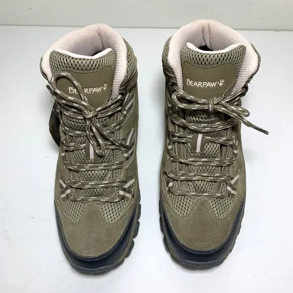 Bearpaw Tallac Hiking Boots Suede Lace Up Hiker Booties Natural Size 7 NEW