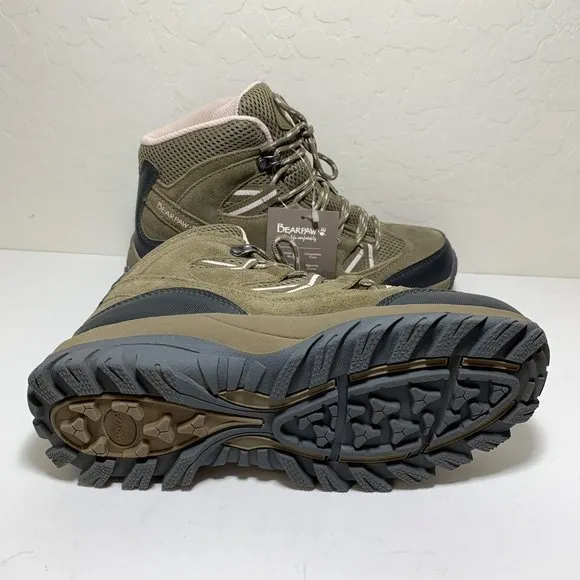 Bearpaw Tallac Hiking Boots Suede Lace Up Hiker Booties Natural Size 7 NEW