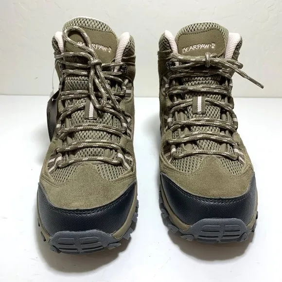 Bearpaw Tallac Hiking Boots Suede Lace Up Hiker Booties Natural Size 7 NEW
