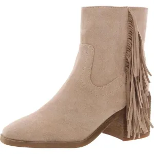 Beast Fashion Womens Beige Fringe Faux Suede Ankle Boots New