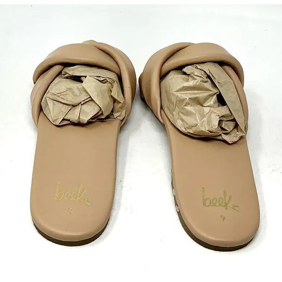 🆕Beek Twistybird Slide Leather Sandal Beach Nude Tan NIB Size 9