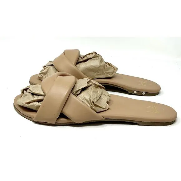 🆕Beek Twistybird Slide Leather Sandal Beach Nude Tan NIB Size 9