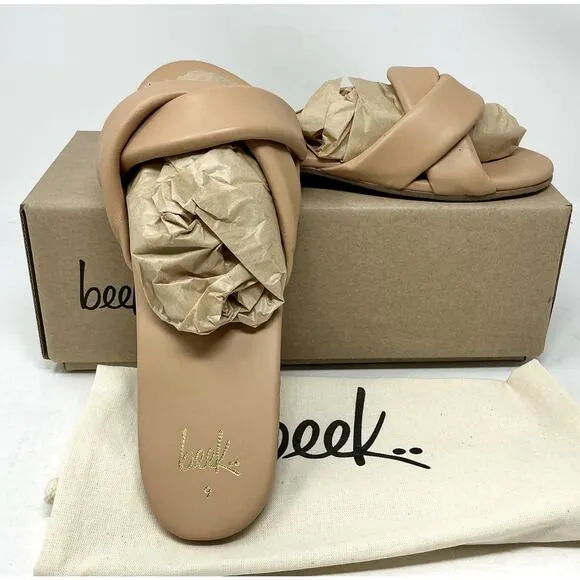 🆕Beek Twistybird Slide Leather Sandal Beach Nude Tan NIB Size 9