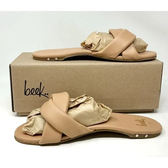 🆕Beek Twistybird Slide Leather Sandal Beach Nude Tan NIB Size 9