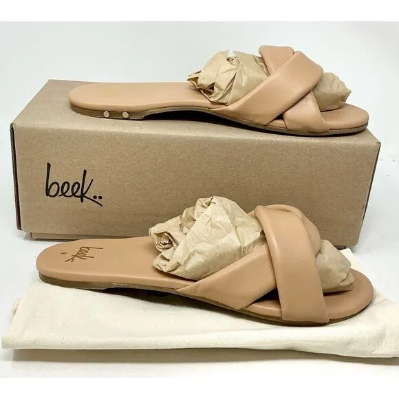 🆕Beek Twistybird Slide Leather Sandal Beach Nude Tan NIB Size 9