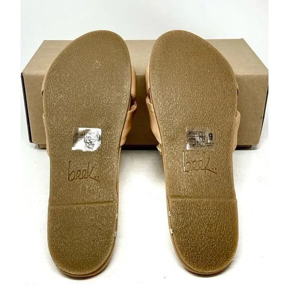 🆕Beek Twistybird Slide Leather Sandal Beach Nude Tan NIB Size 9